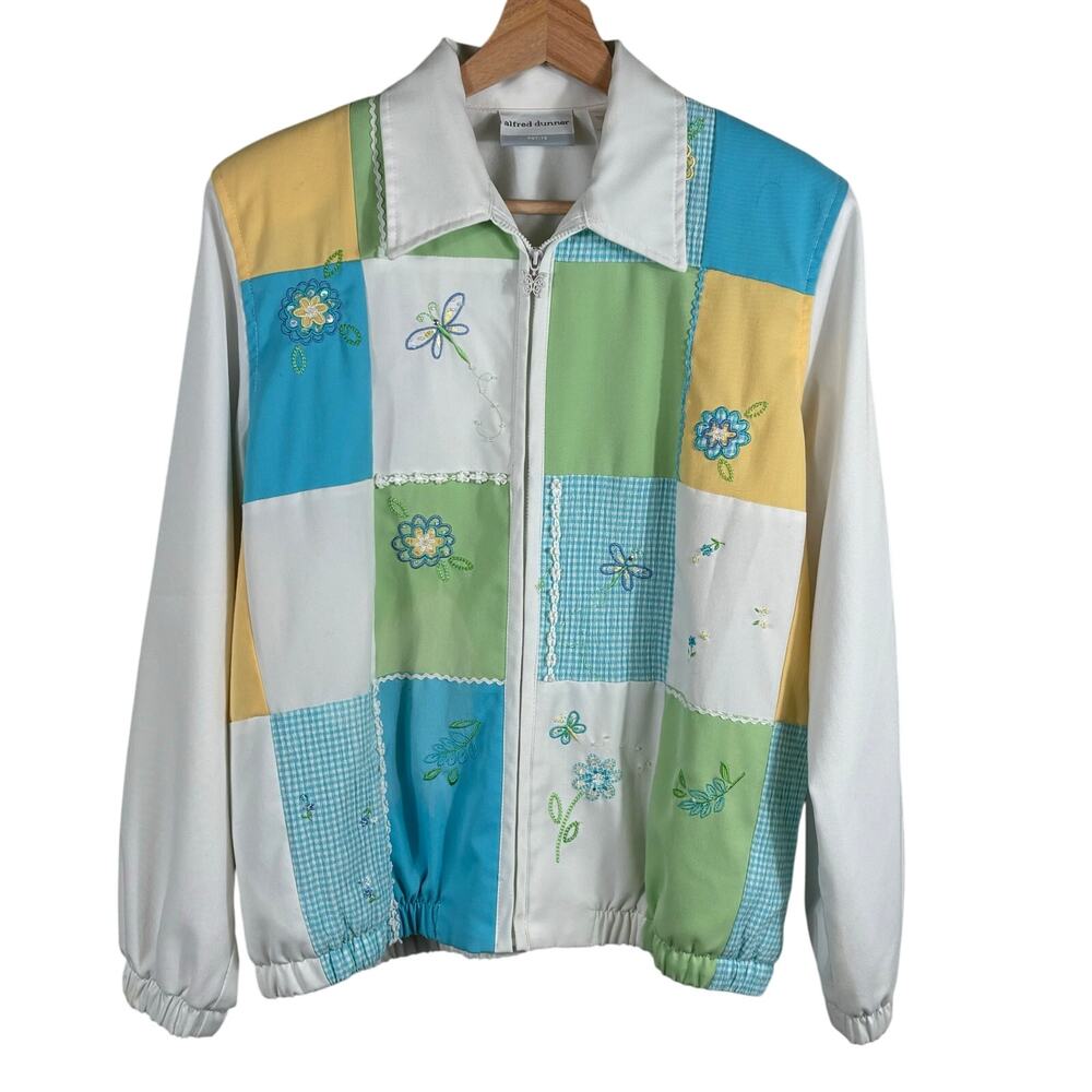 Alfred Dunner Retro Jacket Women’s 8 Petite Embroidered‎ Patchwork Spring Breeze